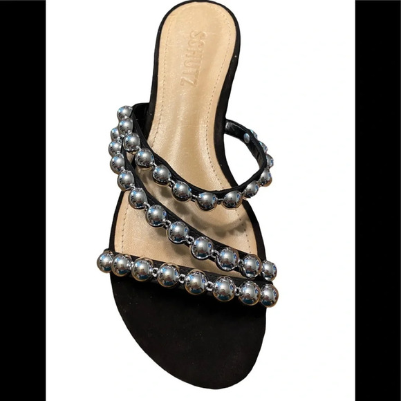 New in Box Schutz Aurelia Embellished Suede Sandals - Picture 1 of 8
